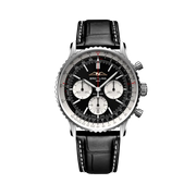 Quadrante nero con indici luminescenti e lancette a bastone del Breitling Navitimer B01 Chronograph 43